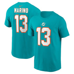 Dan Marino Miami Dolphins Retired Player Name & Number T-Shirt Aqua | Nike for Sale