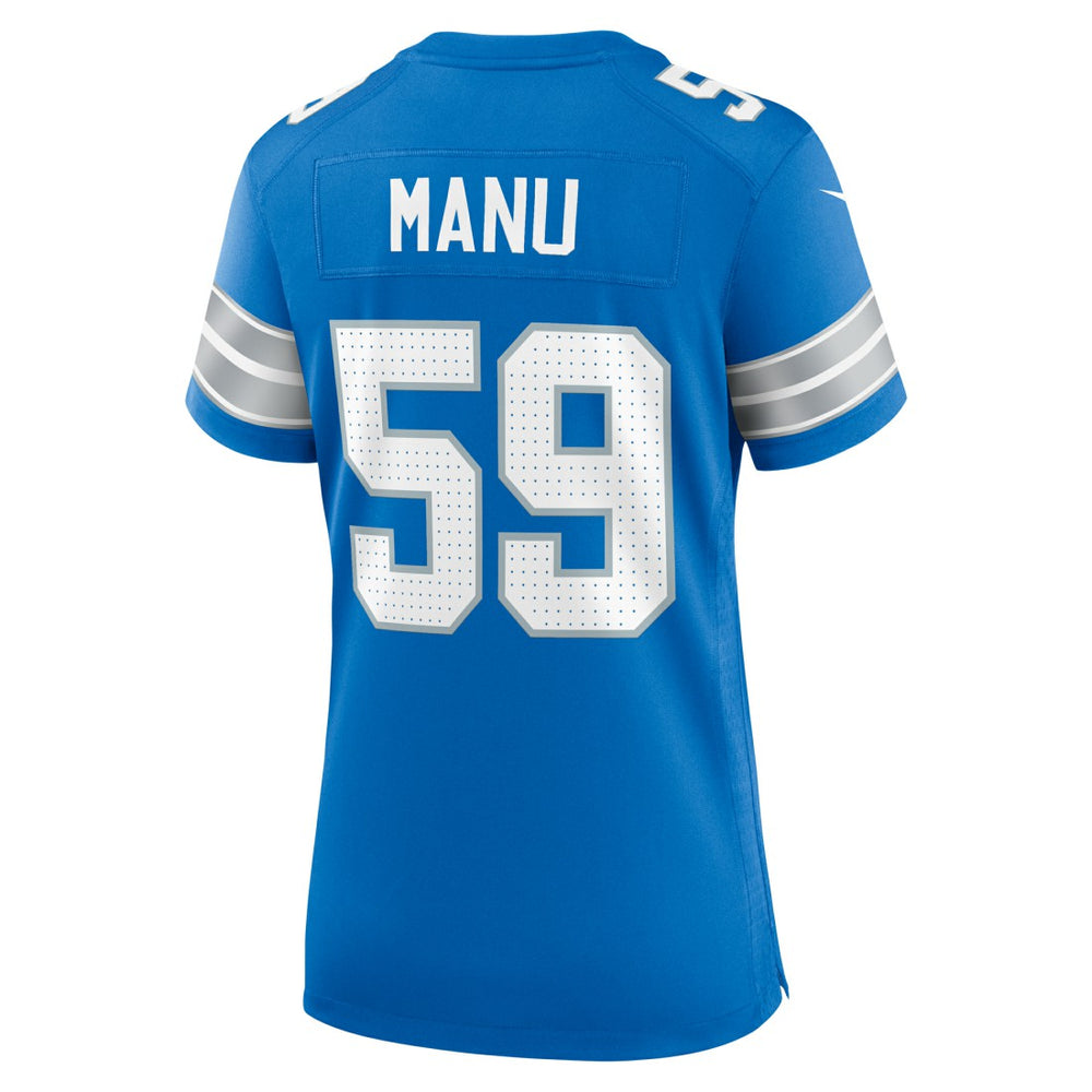 Giovanni Manu Detroit Lions Women's Team Game Jersey Blue | Nike for Sale
