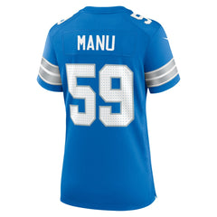 Giovanni Manu Detroit Lions Women's Team Game Jersey Blue | Nike for Sale