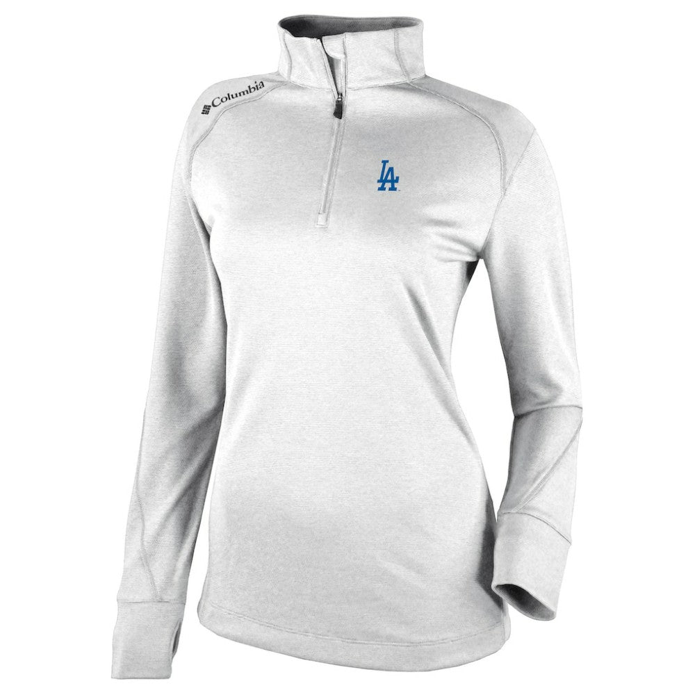 Los Angeles Dodgers Columbia Women's Cooperstown Collection Shotgun 2.0 Omni-Wick Quarter-Zip Top - White Tops - MLB
