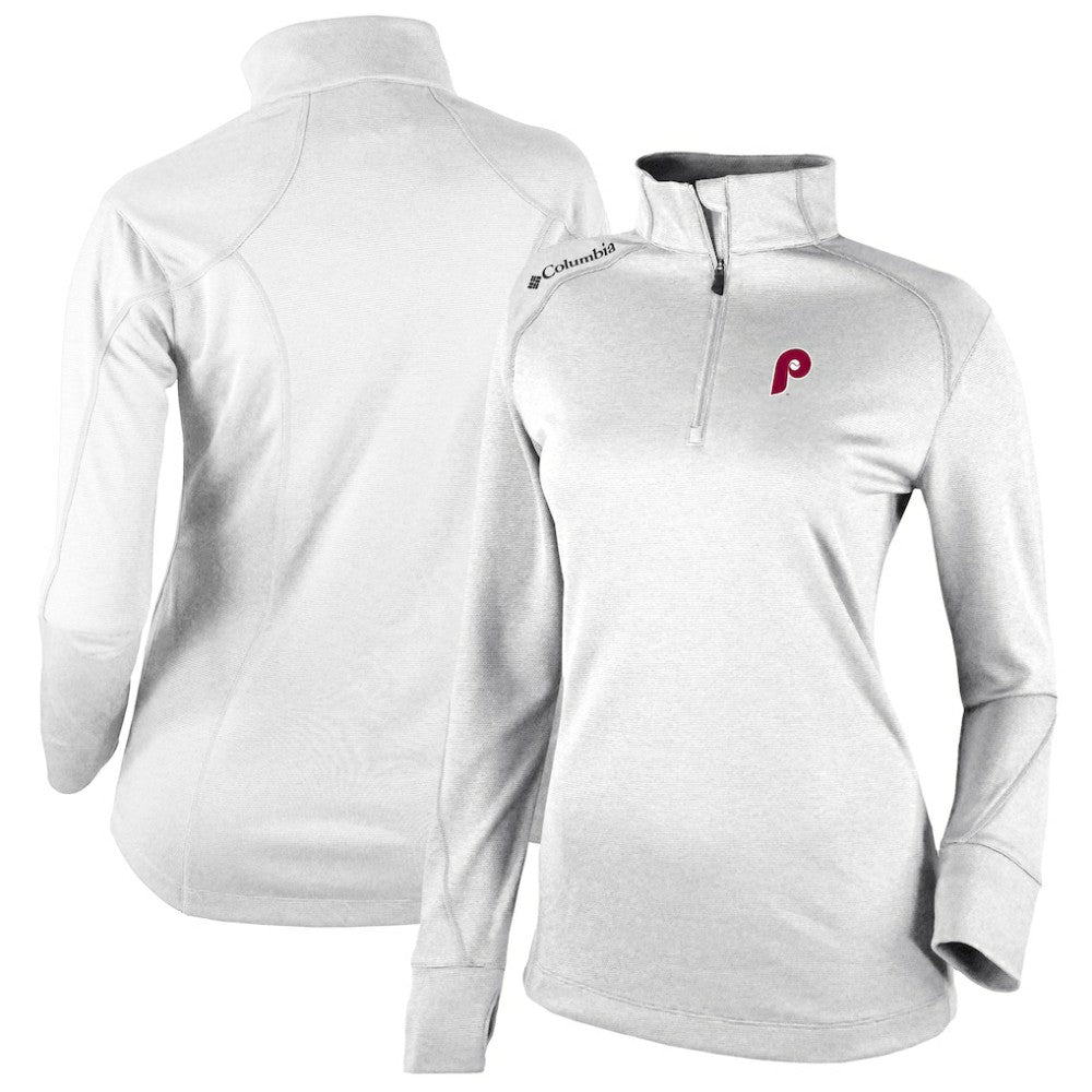 Philadelphia Phillies Columbia Women's Cooperstown Collection Shotgun 2.0 Omni-Wick Quarter-Zip Top - White Tops - MLB