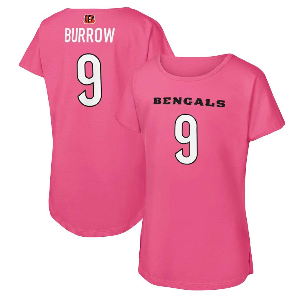 Joe Burrow Cincinnati Bengals Girls Youth Player Name & Number T-Shirt Pink | NFL