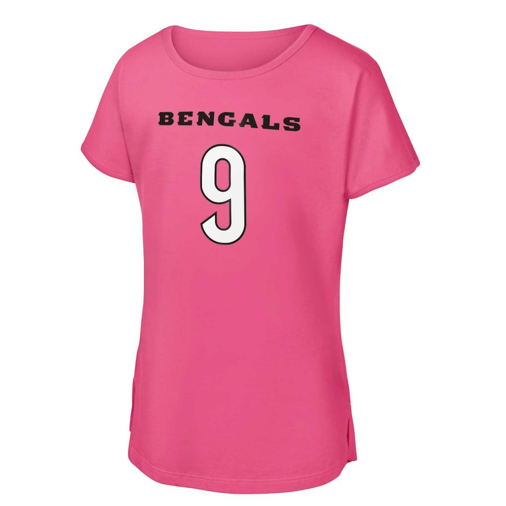 Joe Burrow Cincinnati Bengals Girls Youth Player Name & Number T-Shirt Pink | NFL