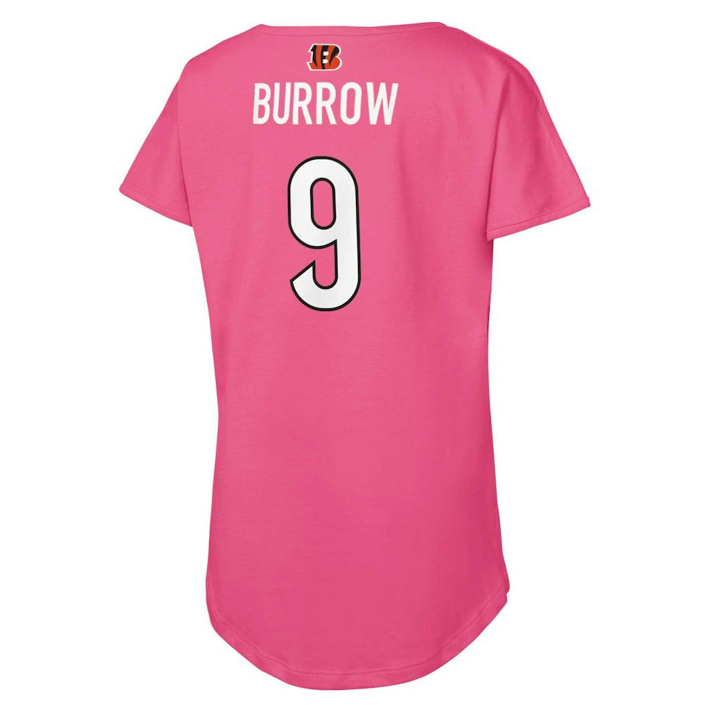 Joe Burrow Cincinnati Bengals Girls Youth Player Name & Number T-Shirt Pink | NFL