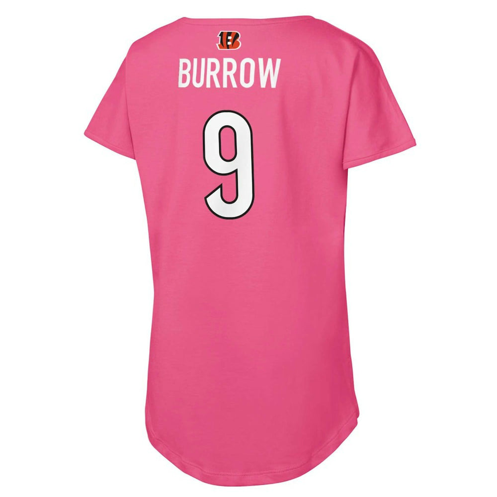 Joe Burrow Cincinnati Bengals Girls Youth Player Name & Number T-Shirt Pink | NFL