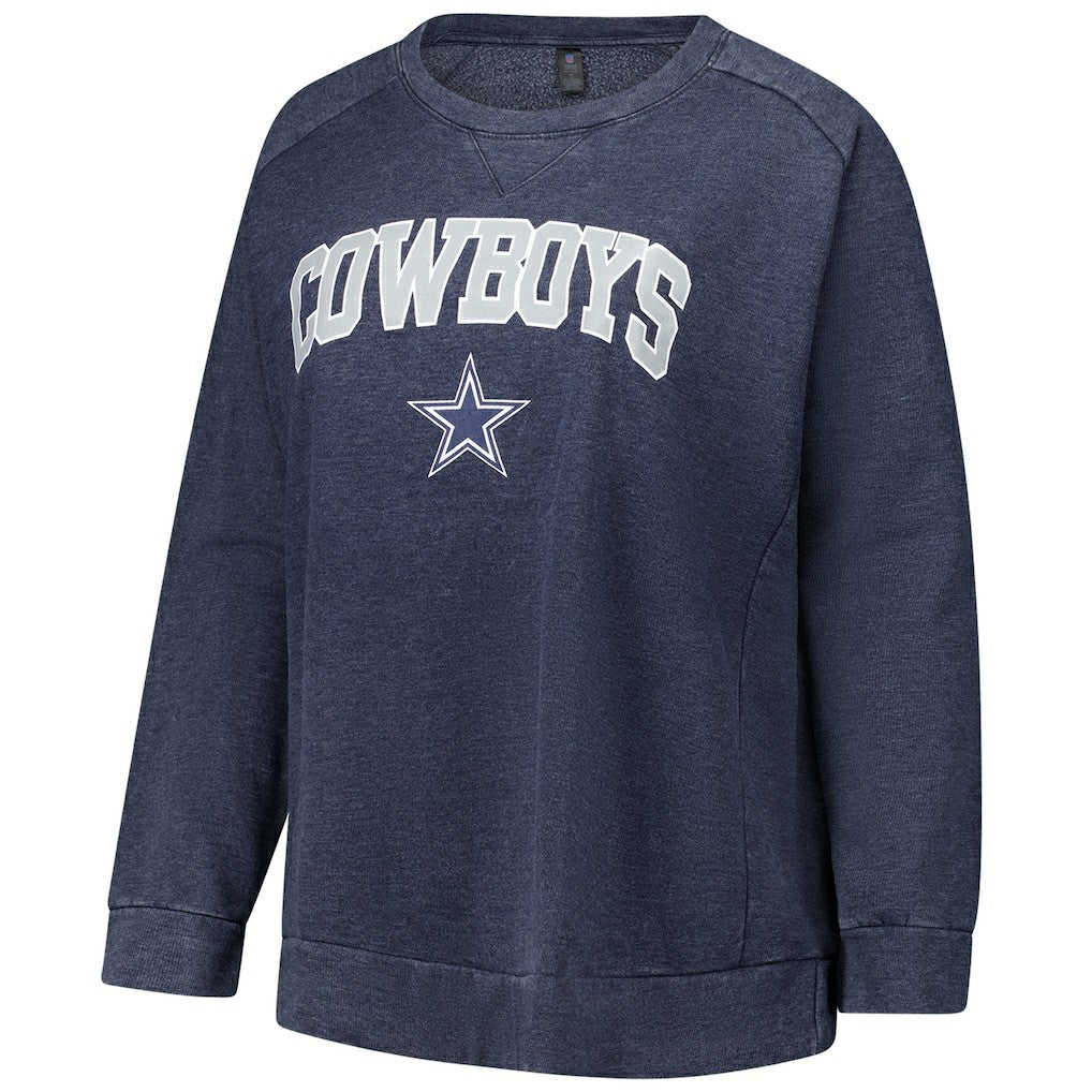 Dallas Cowboys Profile Women's Plus Size Acid Wash Raglan Sweatshirt Navy | NFL
