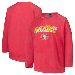 San Francisco 49ers Profile Women's Plus Size Acid Wash Raglan Sweatshirt Red | NFL