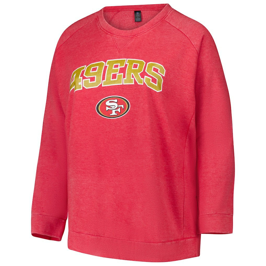 San Francisco 49ers Profile Women's Plus Size Acid Wash Raglan Sweatshirt Red | NFL