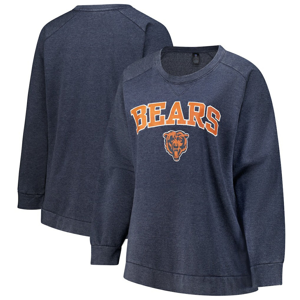 Chicago Bears Profile Women's Plus Size Acid Wash Raglan Sweatshirt Navy | NFL