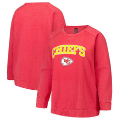 Kansas City Chiefs Profile Women's Plus Size Acid Wash Raglan Sweatshirt Red | NFL