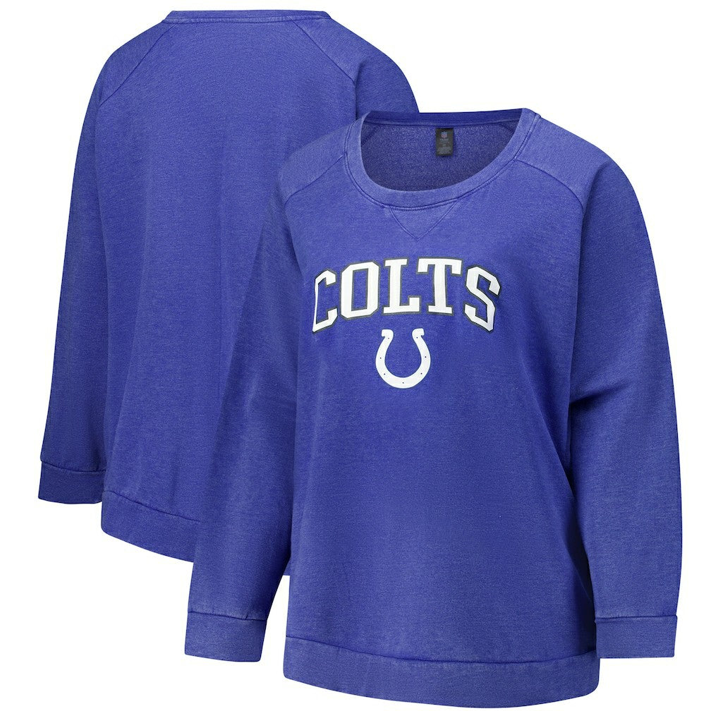 Indianapolis Colts Profile Women's Plus Size Acid Wash Raglan Sweatshirt Royal | NFL