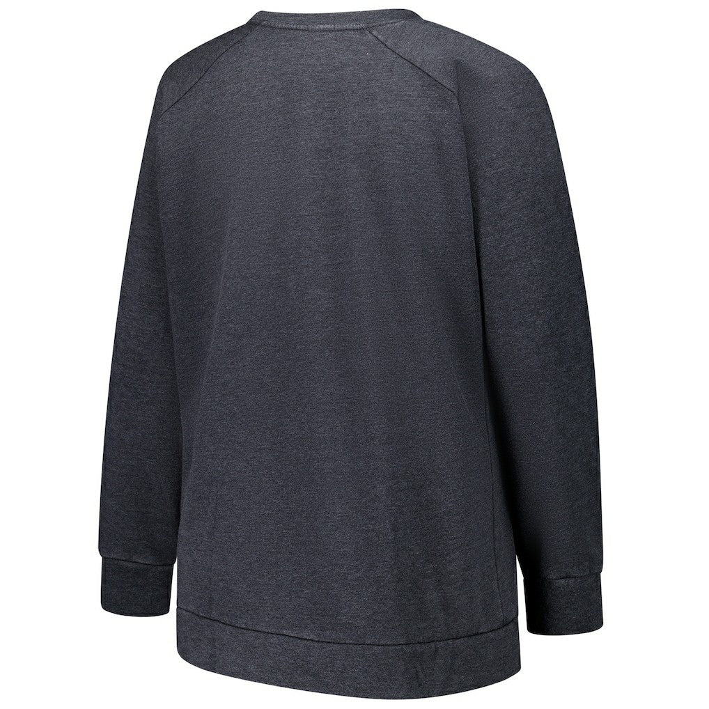 Miami Dolphins Profile Women's Plus Size Acid Wash Raglan Sweatshirt Charcoal | NFL
