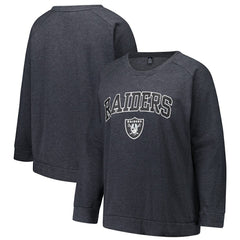 Las Vegas Raiders Profile Women's Plus Size Acid Wash Raglan Sweatshirt Charcoal | NFL