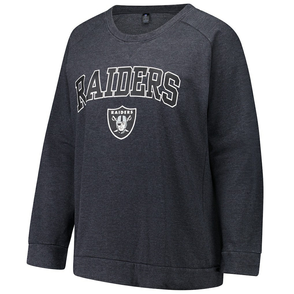 Las Vegas Raiders Profile Women's Plus Size Acid Wash Raglan Sweatshirt Charcoal | NFL