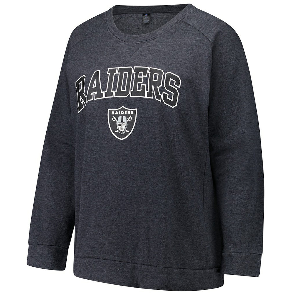 Las Vegas Raiders Profile Women's Plus Size Acid Wash Raglan Sweatshirt Charcoal | NFL