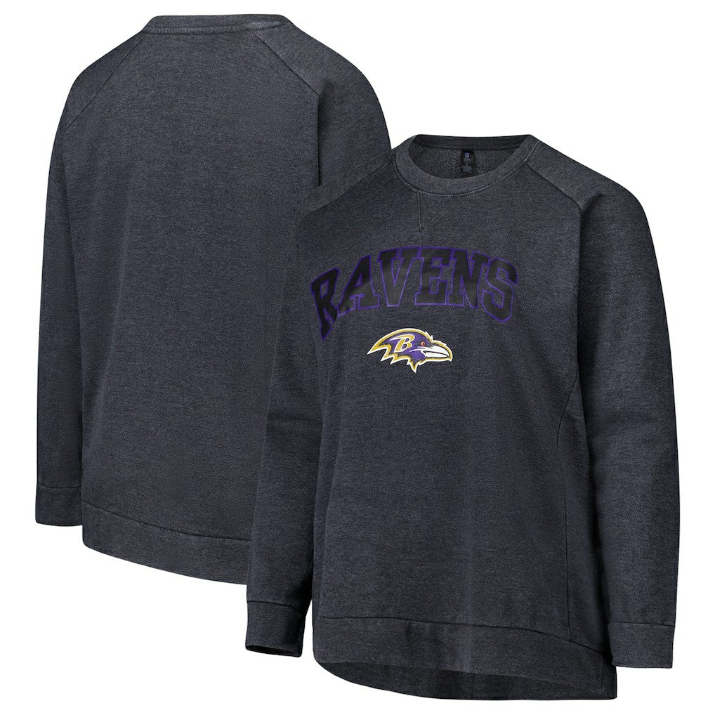 Baltimore Ravens Profile Women's Plus Size Acid Wash Raglan Sweatshirt Charcoal | NFL