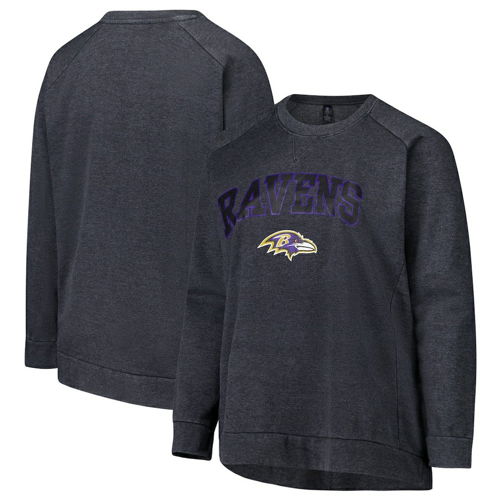 Baltimore Ravens Profile Women's Plus Size Acid Wash Raglan Sweatshirt Charcoal | NFL