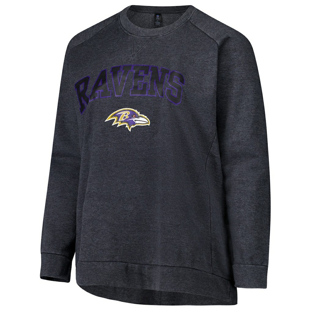 Baltimore Ravens Profile Women's Plus Size Acid Wash Raglan Sweatshirt Charcoal | NFL