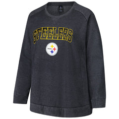 Pittsburgh Steelers Profile Women's Plus Size Acid Wash Raglan Sweatshirt Charcoal | NFL