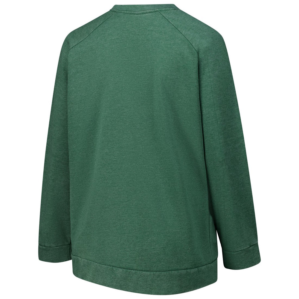 Green Bay Packers Profile Women's Plus Size Acid Wash Raglan Sweatshirt Heather Green | NFL