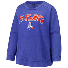 New England Patriots Profile Women's Plus Size Acid Wash Raglan Sweatshirt Royal | NFL