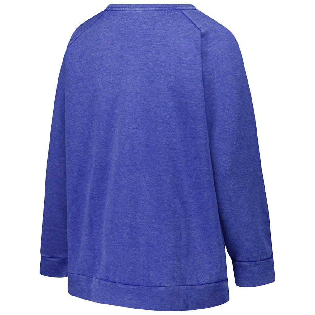 New York Giants Profile Women's Plus Size Acid Wash Raglan Sweatshirt Royal | NFL