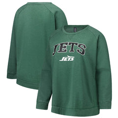 New York Jets Profile Women's Plus Size Acid Wash Raglan Sweatshirt Heather Green | NFL
