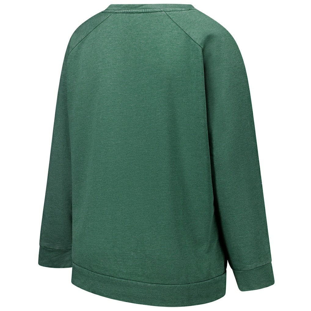 New York Jets Profile Women's Plus Size Acid Wash Raglan Sweatshirt Heather Green | NFL