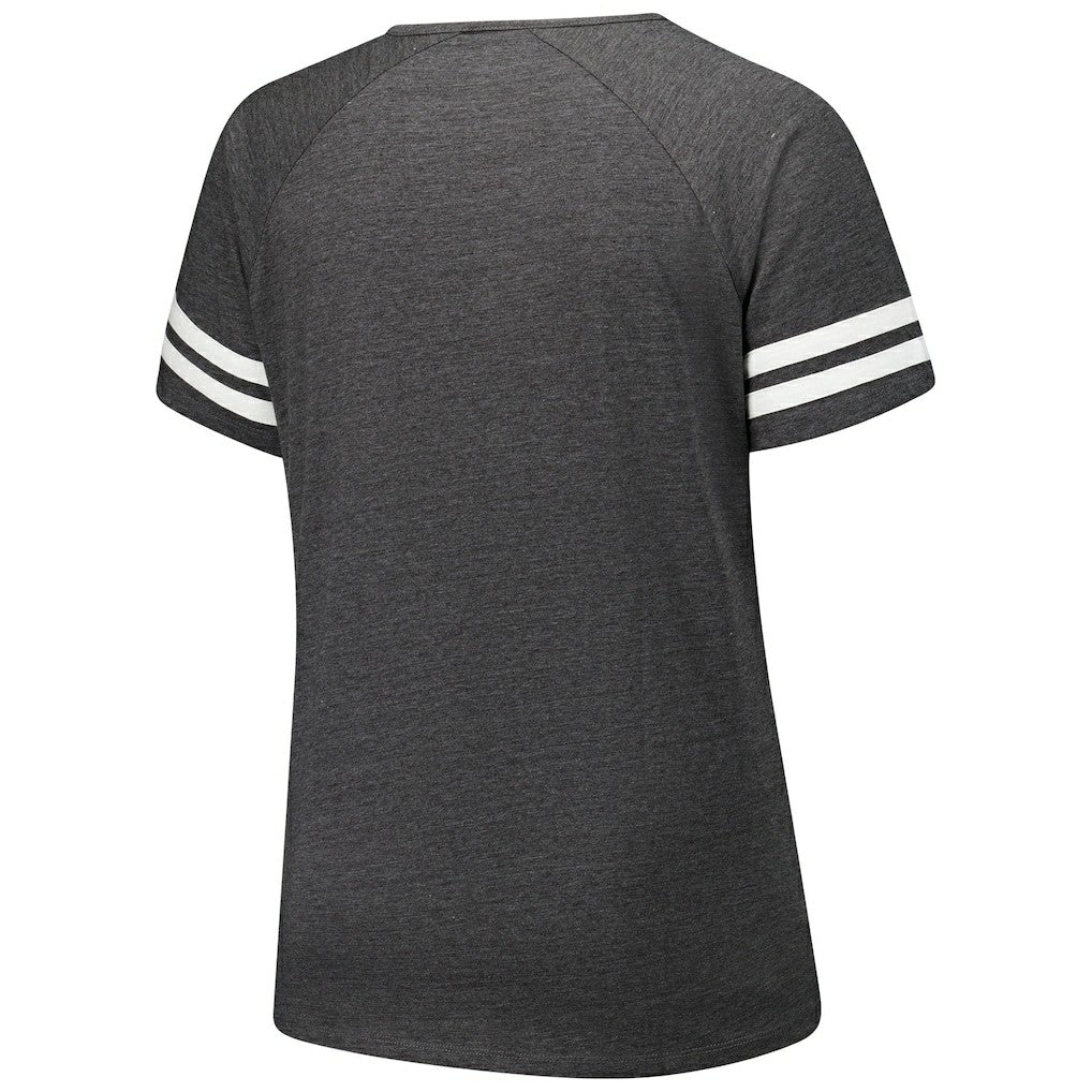 Arizona Cardinals Women's Plus Size Logo Striped Raglan Notch Neck T-Shirt Charcoal | Fanatics