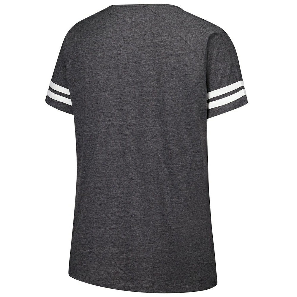 New York Jets Women's Plus Size Logo Striped Raglan Notch Neck T-Shirt Charcoal | Fanatics