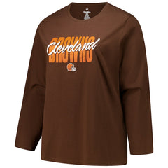 Cleveland Browns Women's Long Sleeve Scoop Neck T-Shirt Brown | Fanatics