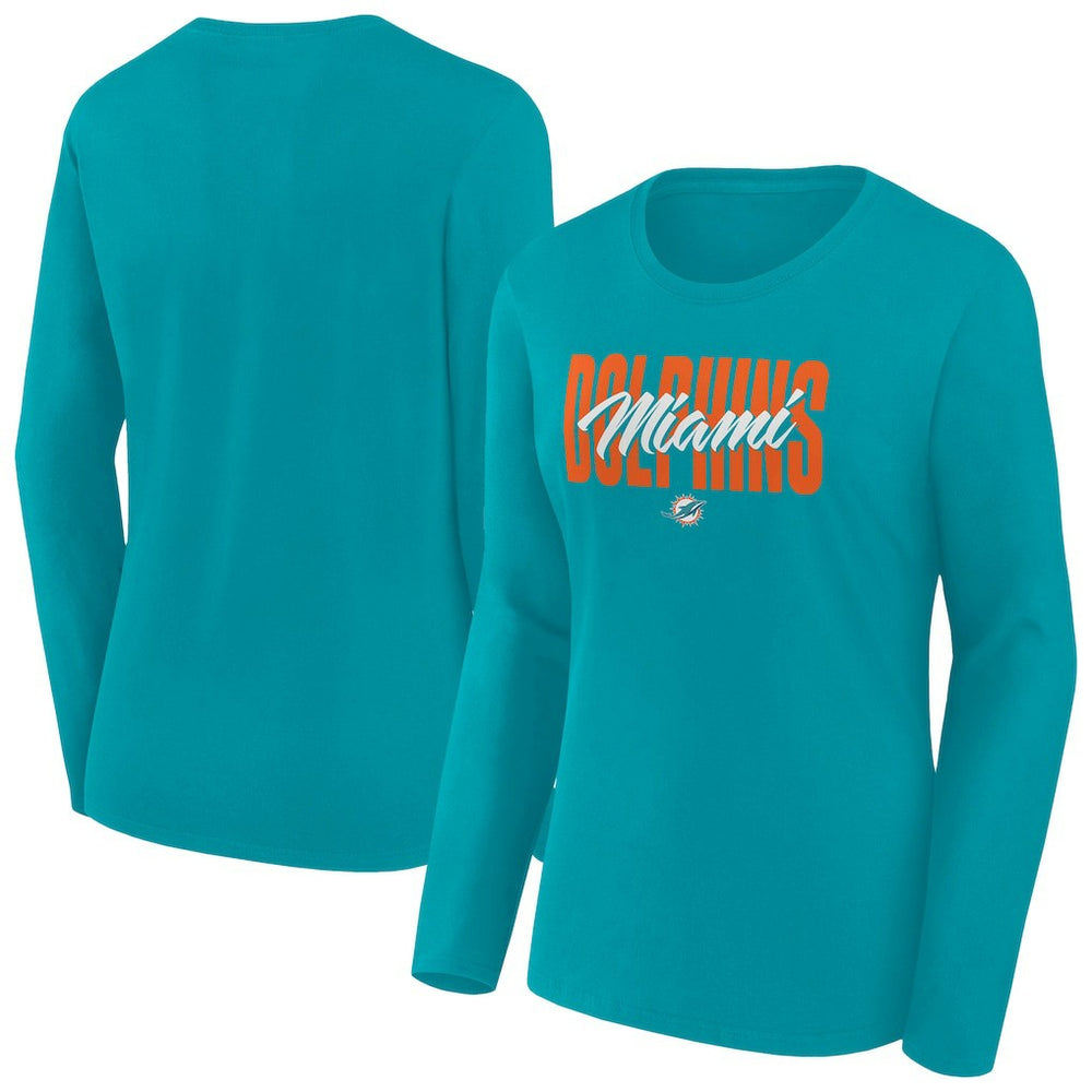 Miami Dolphins Women's Long Sleeve Scoop Neck T-Shirt Aqua | Fanatics