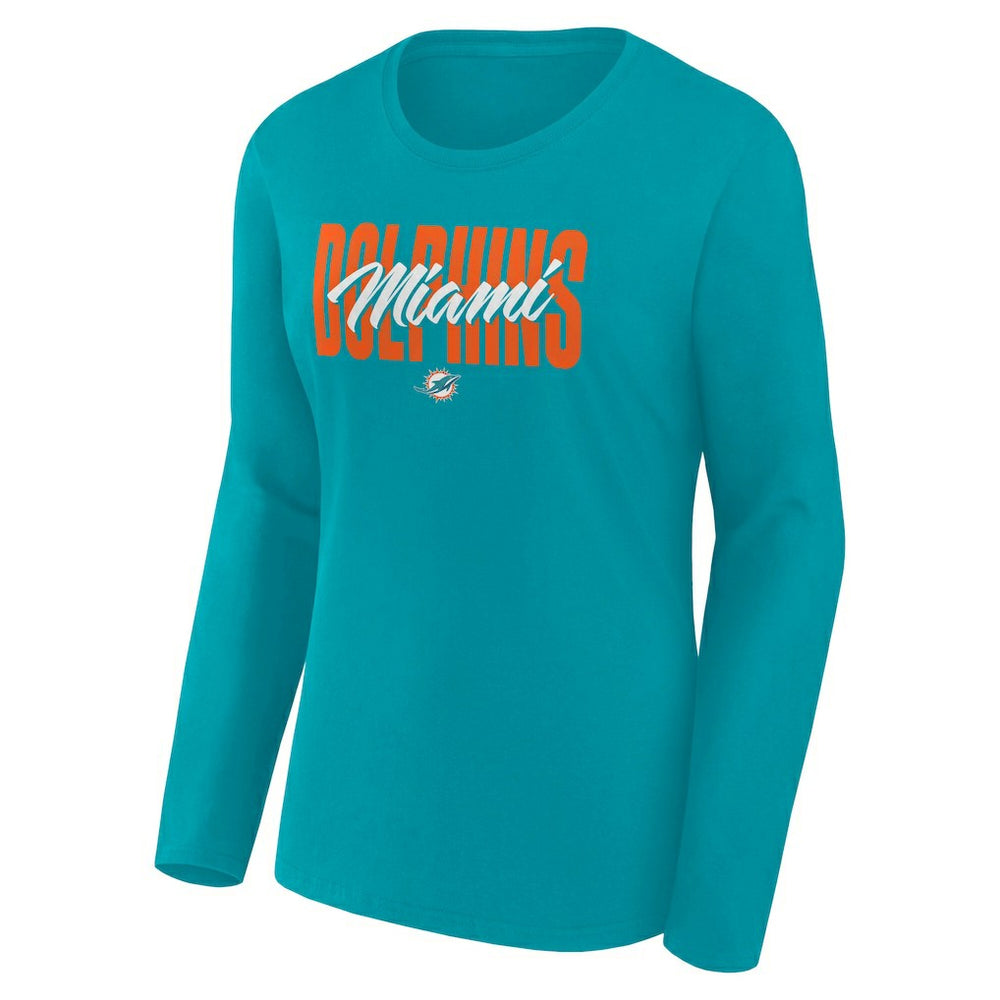 Miami Dolphins Women's Long Sleeve Scoop Neck T-Shirt Aqua | Fanatics
