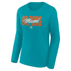 Miami Dolphins Women's Long Sleeve Scoop Neck T-Shirt Aqua | Fanatics