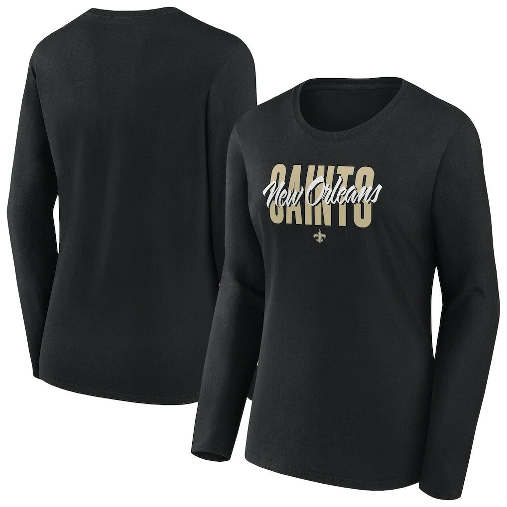 New Orleans Saints Women's Long Sleeve Scoop Neck T-Shirt Black | Fanatics
