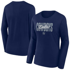 Dallas Cowboys Women's Long Sleeve Scoop Neck T-Shirt Navy | Fanatics