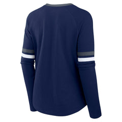 Dallas Cowboys Women's Plus Size Won & Done Lace-Up V-Neck Long Sleeve T-Shirt Navy | Fanatics