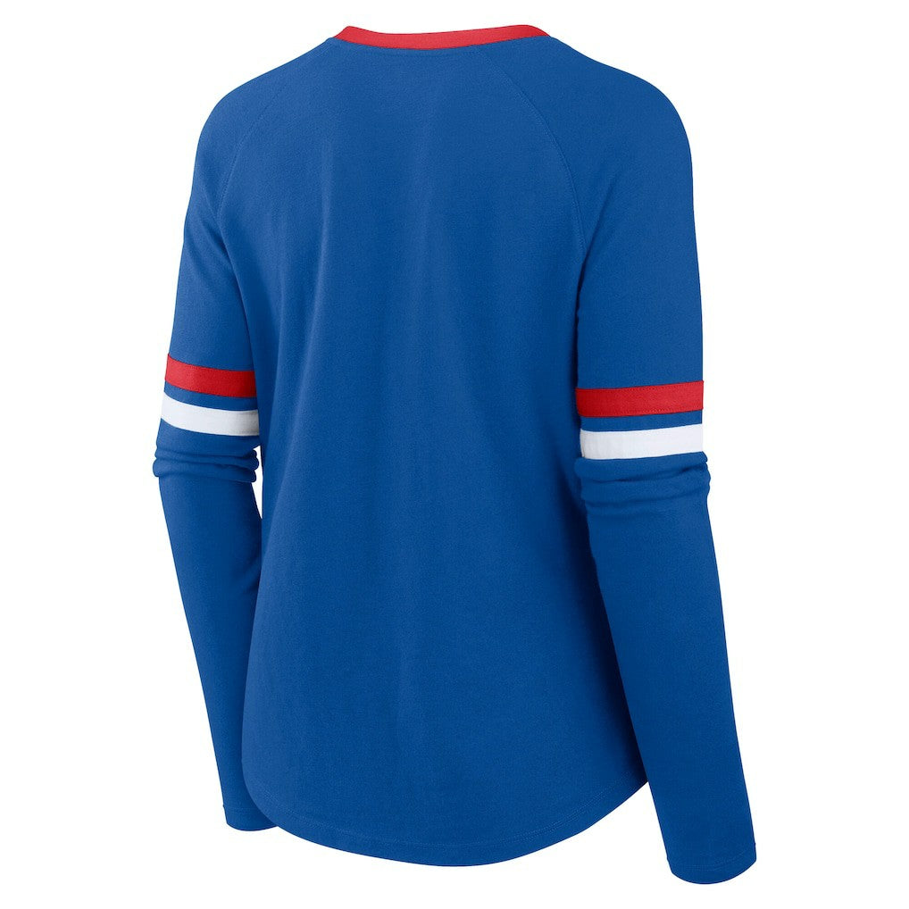 Buffalo Bills Women's Plus Size Won & Done Lace-Up V-Neck Long Sleeve T-Shirt Royal | Fanatics