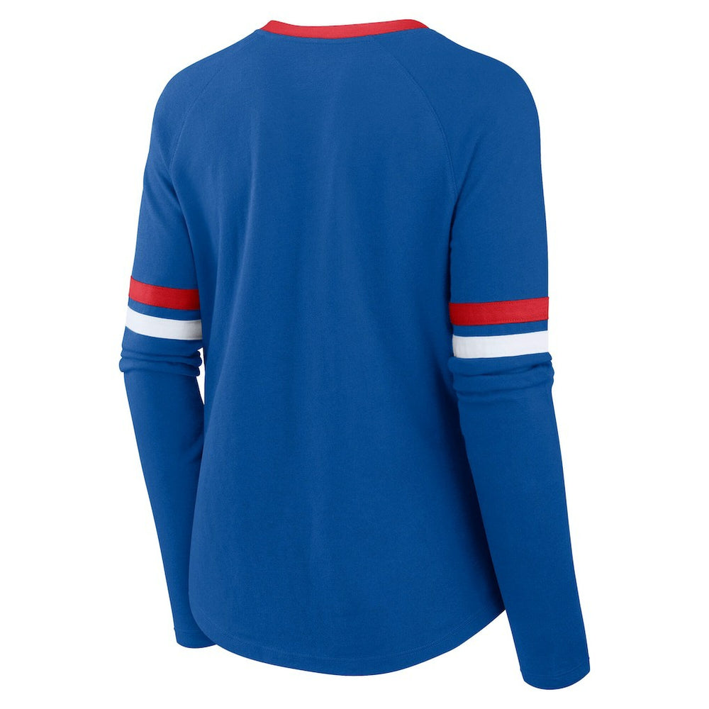 Buffalo Bills Women's Plus Size Won & Done Lace-Up V-Neck Long Sleeve T-Shirt Royal | Fanatics