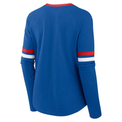 Buffalo Bills Women's Plus Size Won & Done Lace-Up V-Neck Long Sleeve T-Shirt Royal | Fanatics