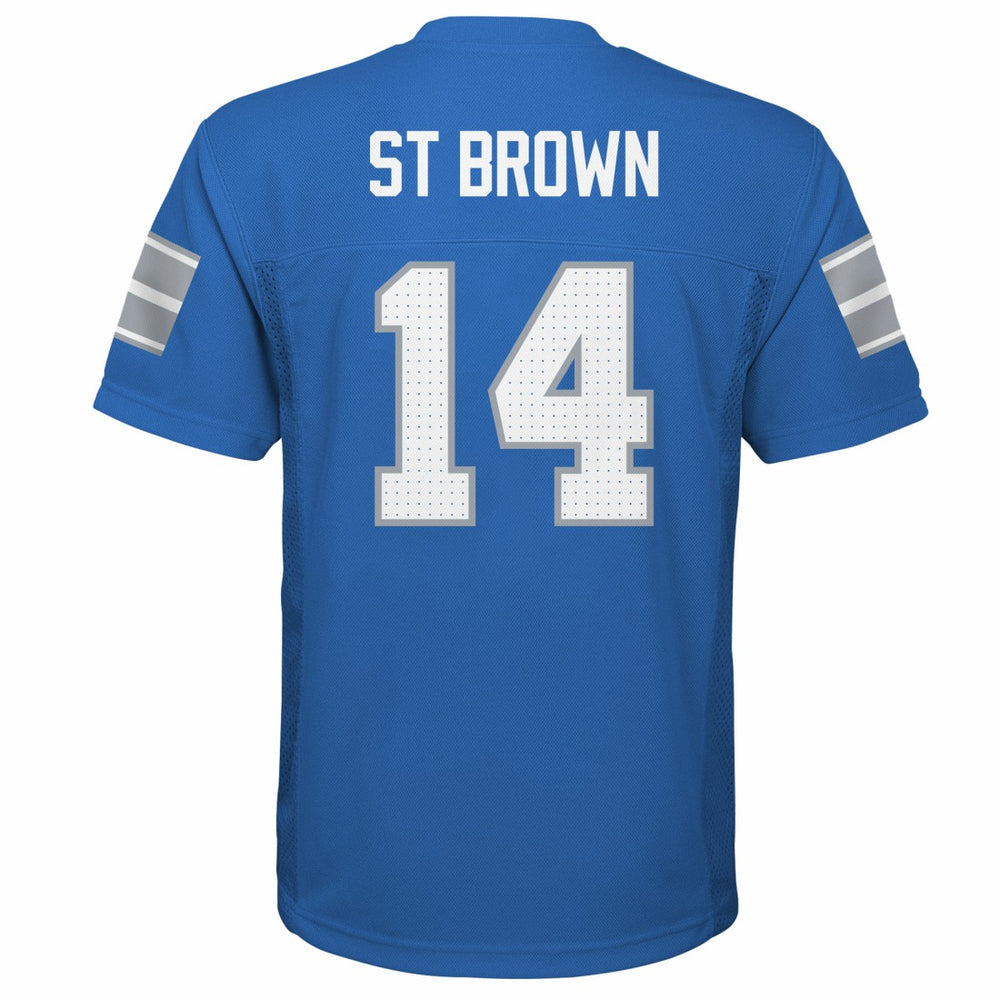 Amon-Ra St. Brown Detroit Lions Youth Replica Player Jersey Blue | NFL