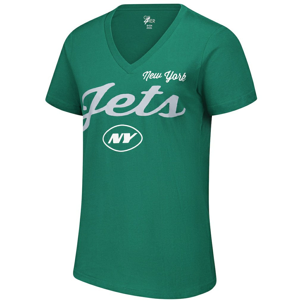 New York Jets G-III 4Her by Carl Banks Women's Post Season V-Neck T-Shirt Green | NFL