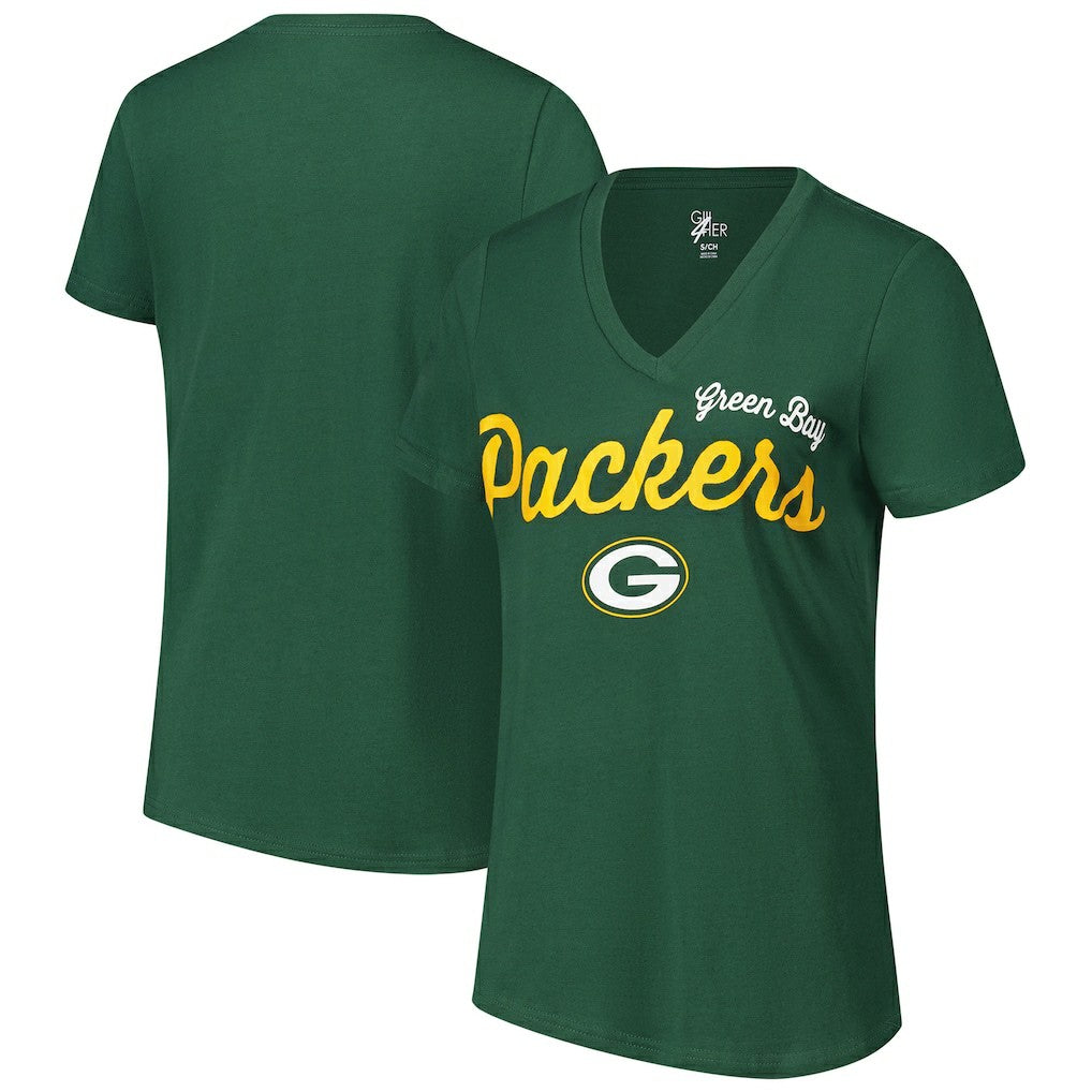 Green Bay Packers G-III 4Her by Carl Banks Women's Post Season V-Neck T-Shirt Green | NFL