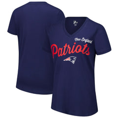 New England Patriots G-III 4Her by Carl Banks Women's Post Season V-Neck T-Shirt Navy | NFL