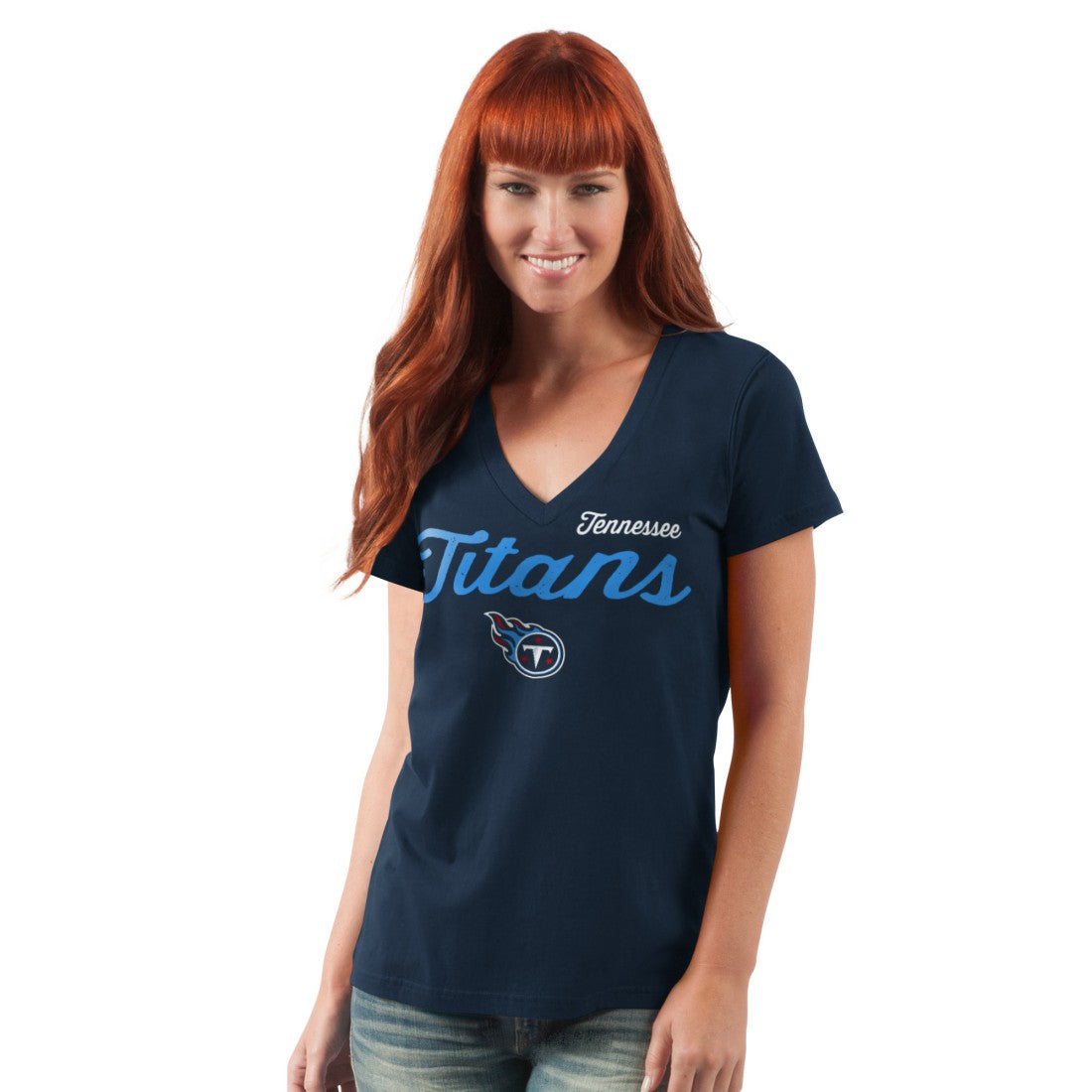 Tennessee Titans G-III 4Her by Carl Banks Women's Post Season V-Neck T-Shirt Navy | NFL