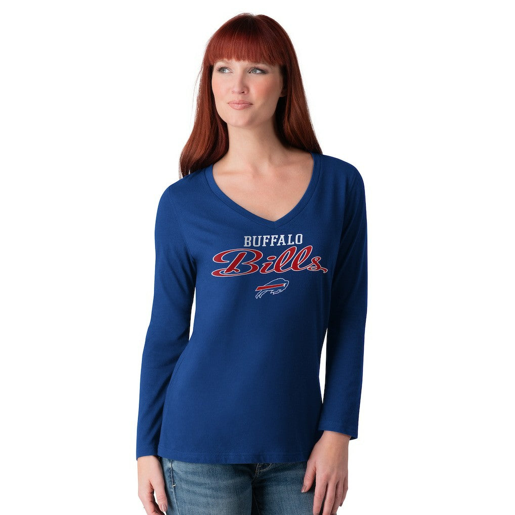 Buffalo Bills G-III 4Her by Carl Banks Women's Post Season Long Sleeve V-Neck T-Shirt Royal | NFL