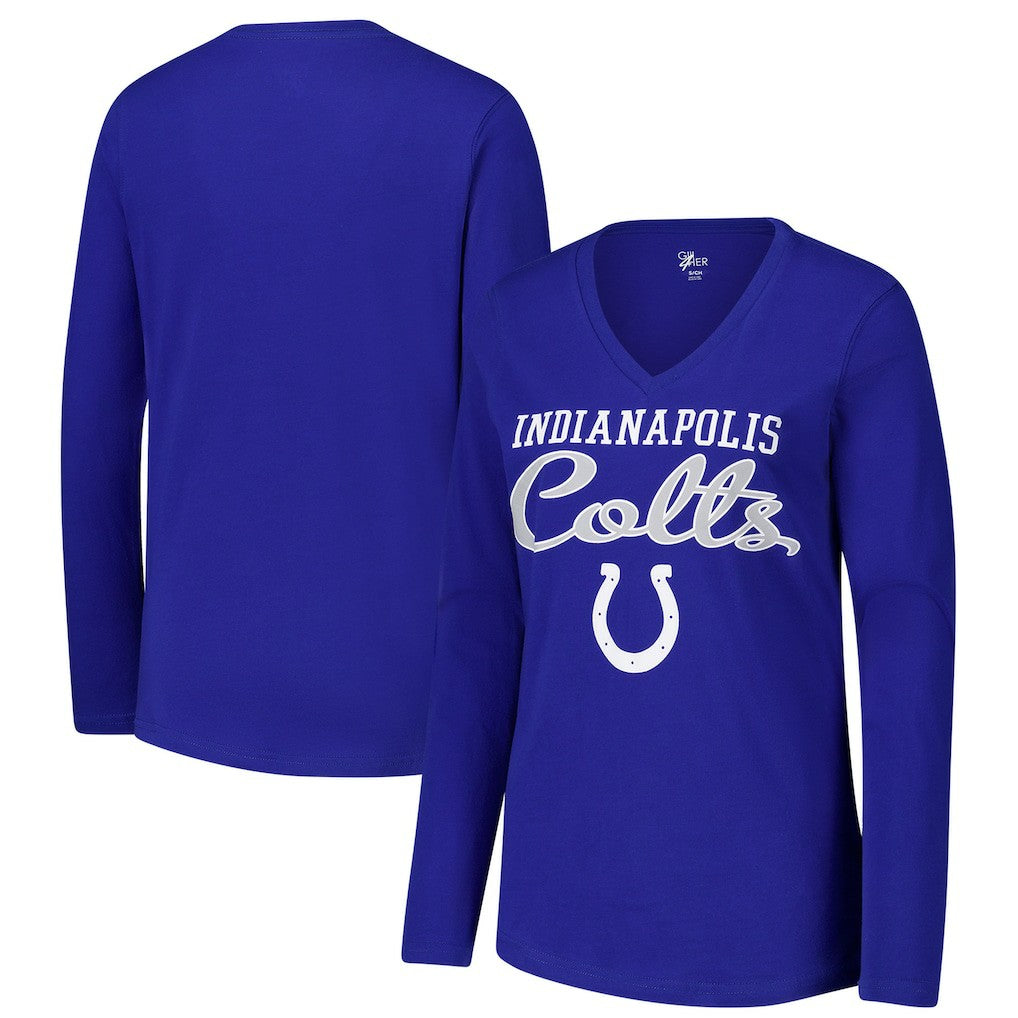 Indianapolis Colts G-III 4Her by Carl Banks Women's Post Season Long Sleeve V-Neck T-Shirt Royal | NFL