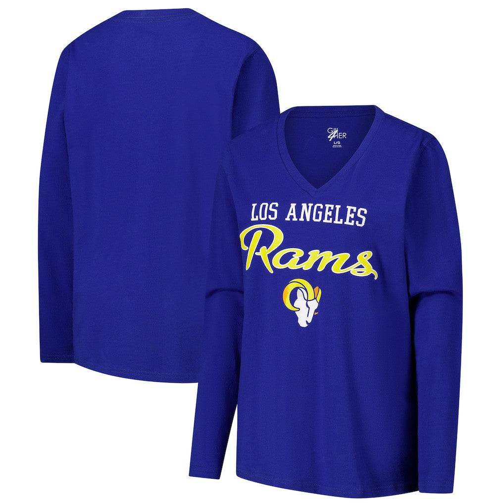 Los Angeles Rams G-III 4Her by Carl Banks Women's Post Season Long Sleeve V-Neck T-Shirt Royal | NFL