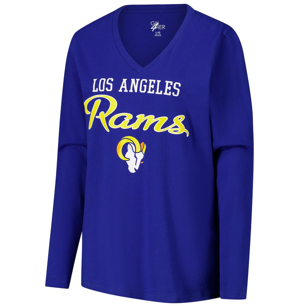 Los Angeles Rams G-III 4Her by Carl Banks Women's Post Season Long Sleeve V-Neck T-Shirt Royal | NFL
