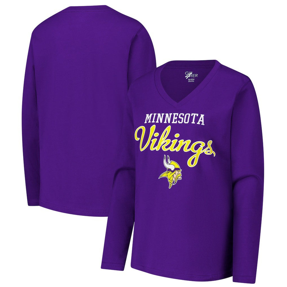 Minnesota Vikings G-III 4Her by Carl Banks Women's Post Season Long Sleeve V-Neck T-Shirt Purple | NFL